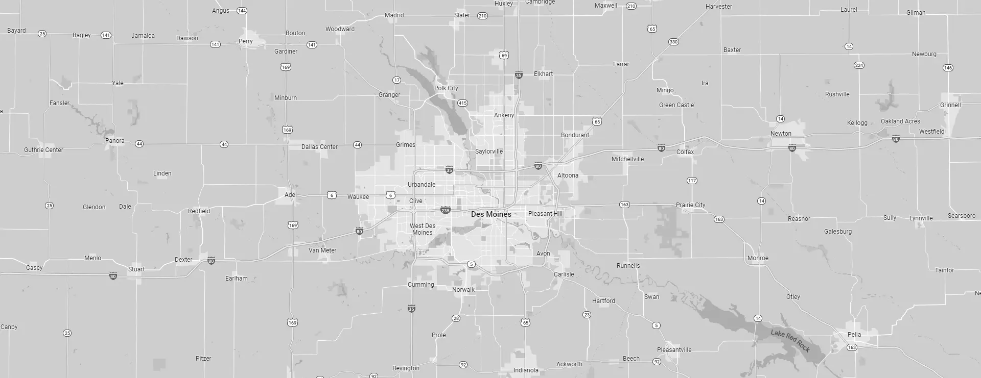 Ankeny, Iowa area map in grayscale.