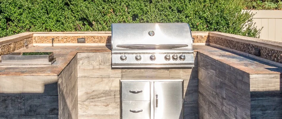 Outdoor kitchen in Ankeny, IA, with grill.