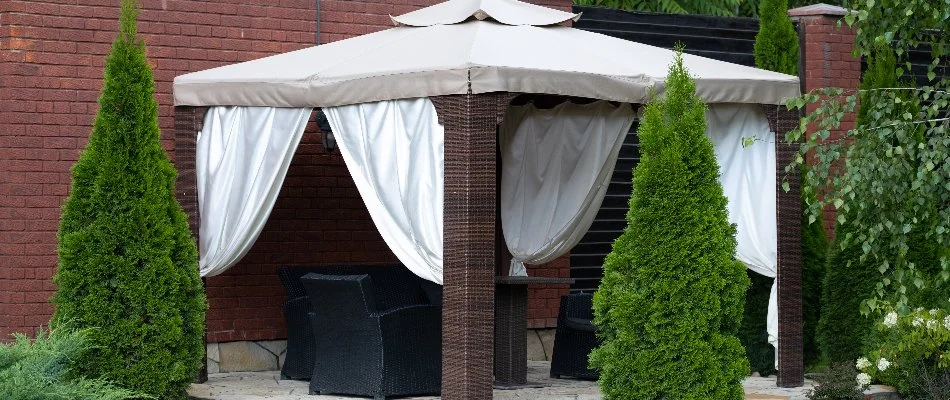 Cabana with fabric shade on a property in Ankeny, IA.