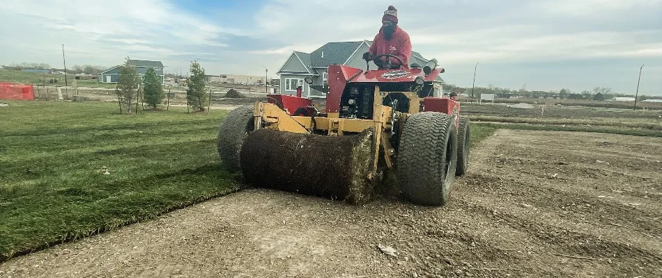 Sod being installed on a property in Ankeny, IA.